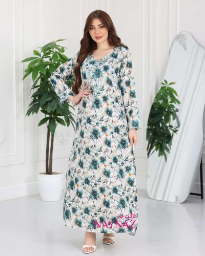 جلابية حرير بنقوش فخمة