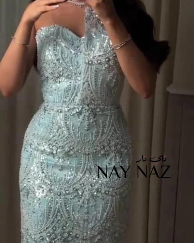 فستان سهرة تطريز خرز كامل