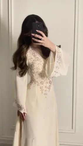 جلابية شيفون مطرزة