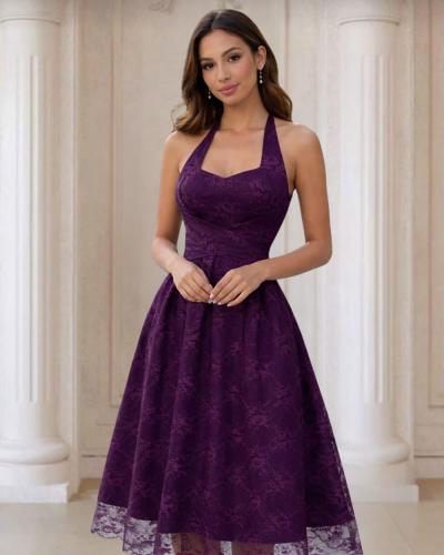 فستان ميدي دانتيل ربطة