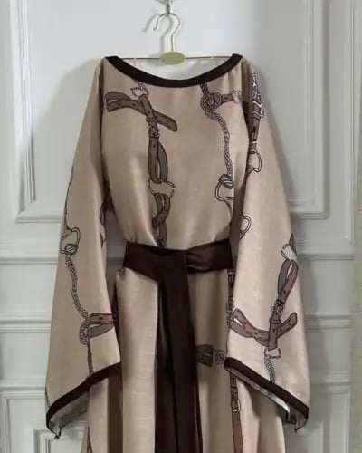 جلابية برنت بحزام تفتة