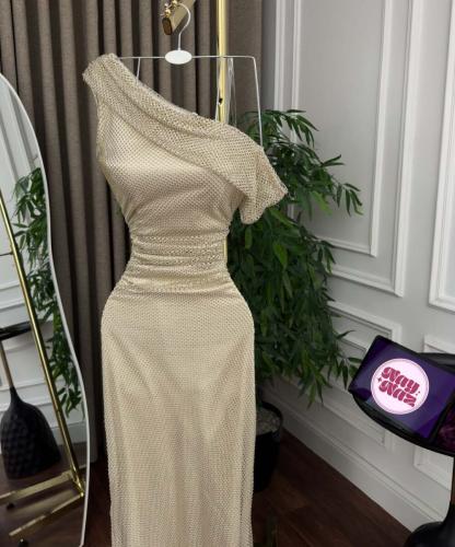 فستان شبك مبطن ون شولدر