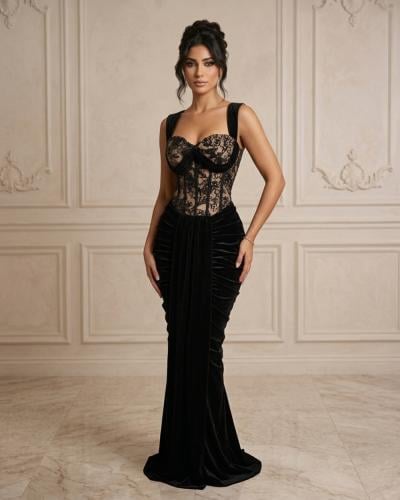 فستان سهرة كورسيه درابيه