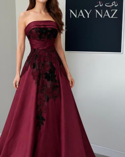 فستان سهرة مطرز كلوش