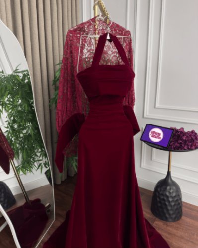 فستان جوخ دانتيل سهرة