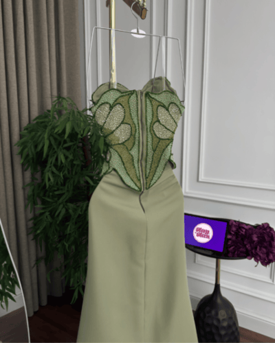 فستان ناعم مطرز يدوي