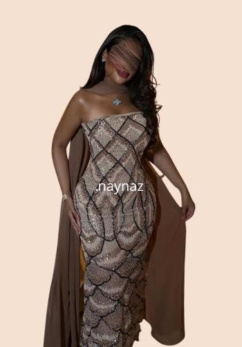 فستان سهرة ذهبي مطرز