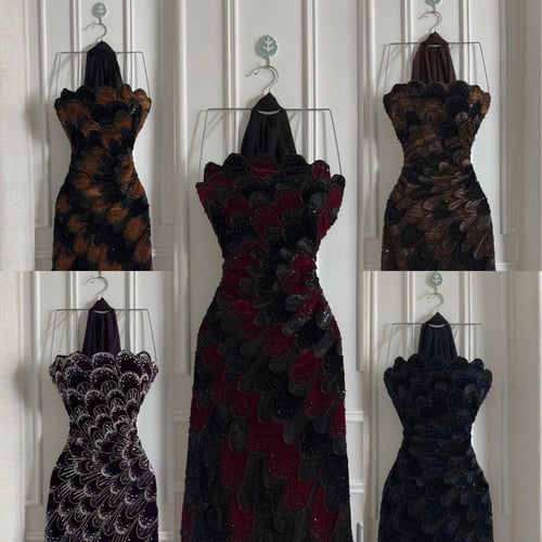 فستان الطاووس مطرز سهرة