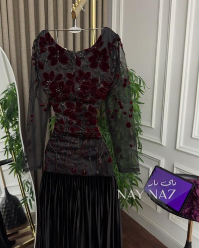 فستان سهرة مخمل تطريز فاخر