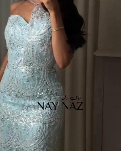 فستان سهرة تطريز خرز كامل