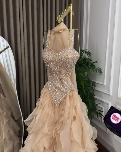 فستان سهرة كلوش صدر فصوص