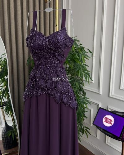 فستان شيفون تطريز كلوش