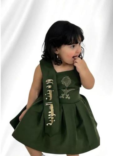 فستان بناتي انيق لليوم الوطني يتوفر من عمر 6 اشهر...