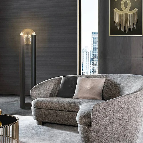 استاند مودرن اسود كروي زجاجي E27 ارتفاع 130 سم