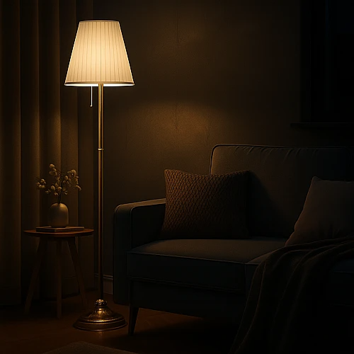 اباجورة طويله ارضيه لون ذهبي