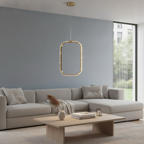 Modern rectangular gold hook, lighting color, 3 lights, 30 cm, 30 watts
