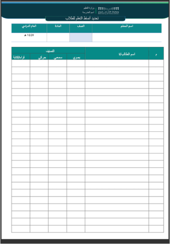 استمارة تصنيف الطلاب حسب انماط التعلم