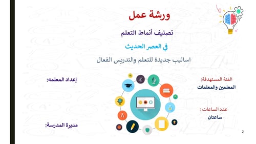 ورشة عمل تصنيف انماط التعلم للطلاب