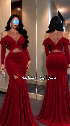 فستان قصة سمكه والصدر تل كرستال فضي