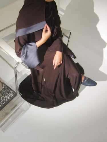 Mocha Blue Silk Abaya