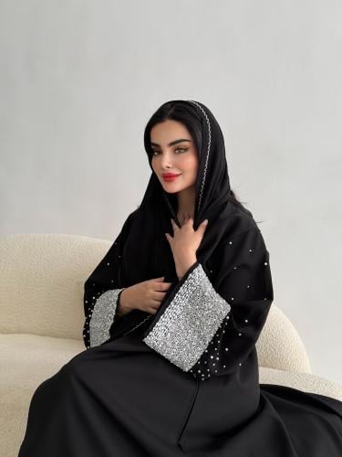 عباية كريب ملكي "Glitter"