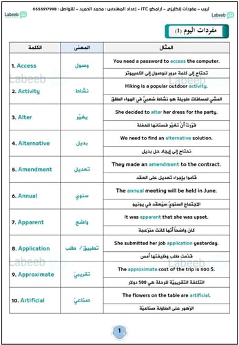 ملف المفردات vocabulary _ اختبار ارامكو