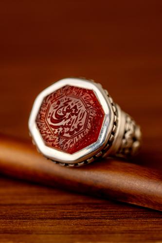 Yemeni agate ring engraved - Akbari signature
