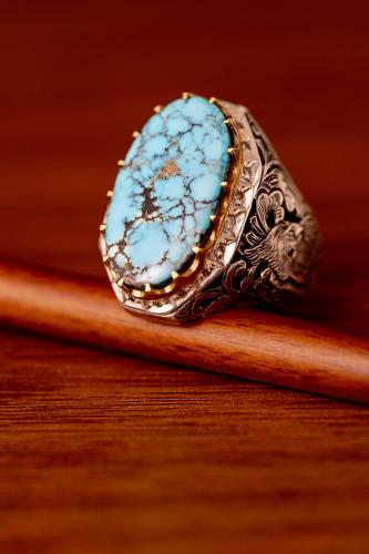 خاتم فيروز نيشابوري طبيعي شبكي - تصميم حجت الأصلية...