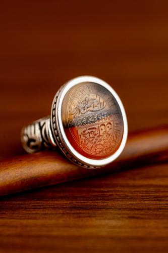 خاتم عقيق يماني منقوش - آية الذرية - توقيع يا نور