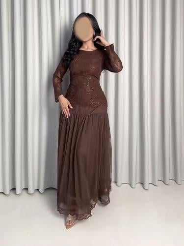 فستان ناعم بني