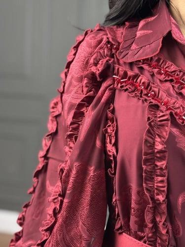 فستان ناعم الاكثر مبيعا باللون البرغندي من لوكا فا...