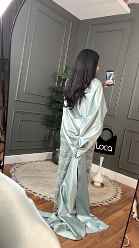 فستان سهره فخم بلون التيفاني من لوكا فاشن