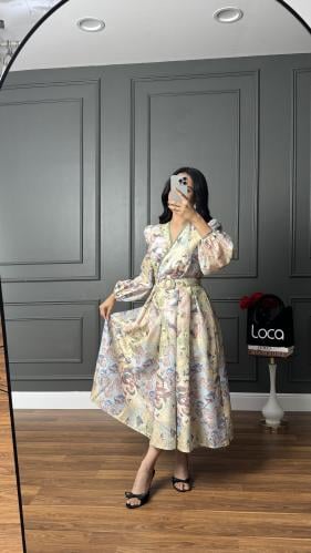 فستان العيد مشجر باكمام طويله من لوكا فاشن