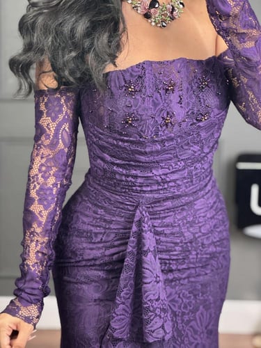 فستان سهره دانتيل ناعم موف