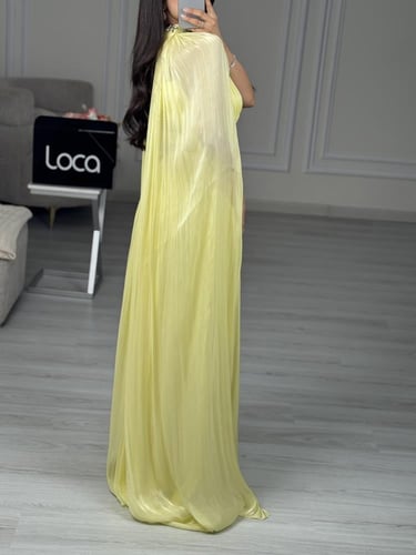 فستان سهره ناعم اصفر