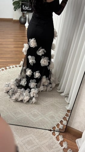 فستان اسود ماسك اوف شولدر بورود بارز من لوكا فاشن