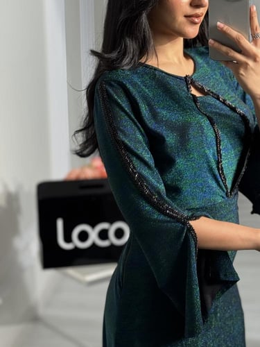 فستان سهره تركواز بقماش جذاب