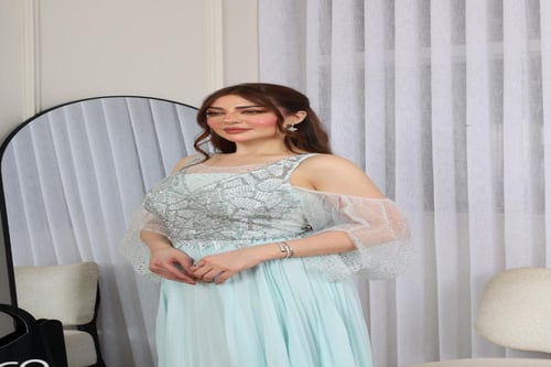 فستان سهره كلوش بتطريز فخم من لوكا فاشن