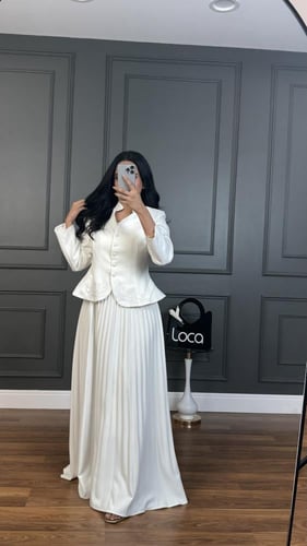 فستان انيق وساتر بلون اوف وايت من لوكا فاشن