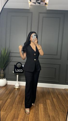 طقم رسمي كت باللون الاسود من لوكا فاشن