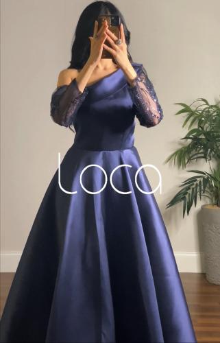 فستان سهره كحلي كم ترتر