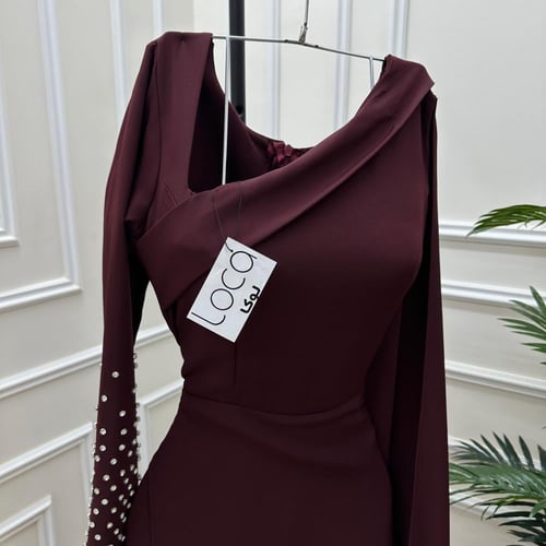 فستان سهره ناعم برغندي