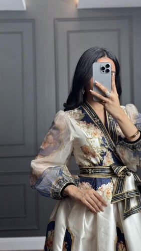 فستان ناعم مشجر لف ببرنت مميز من لوكا فاشن