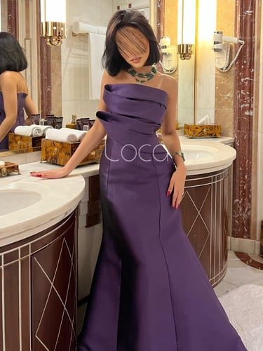 فستان لونين انيق مميز بطيات