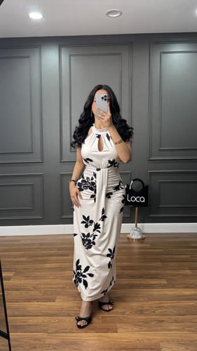 فستان ناعم مشجر بتصميم اوربي من لوكا فاشن