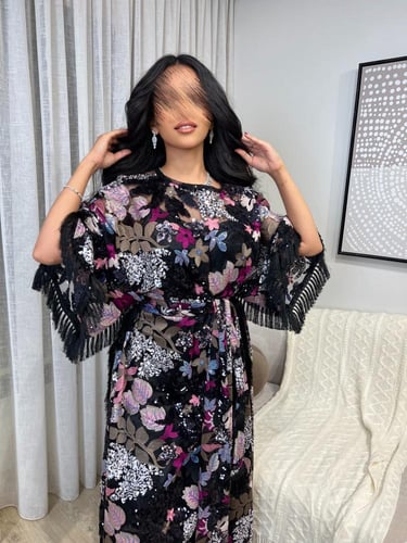 جلابية كويتية مزخرفة بترتر فاخرة للتسوق عبر الإنتر...