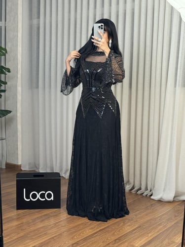 فستان سهره اسود تطريز راقي من لوكا فاشن