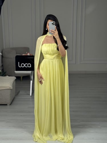 فستان سهره ناعم اصفر