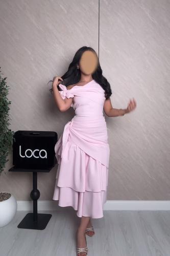 فستان ناعم وراقي وردي ميد