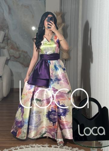 فستان مموج بدرجات الموف